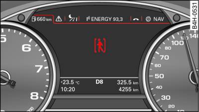 Display: avvertimento pedoni in presenza di un'altra visualizzazione